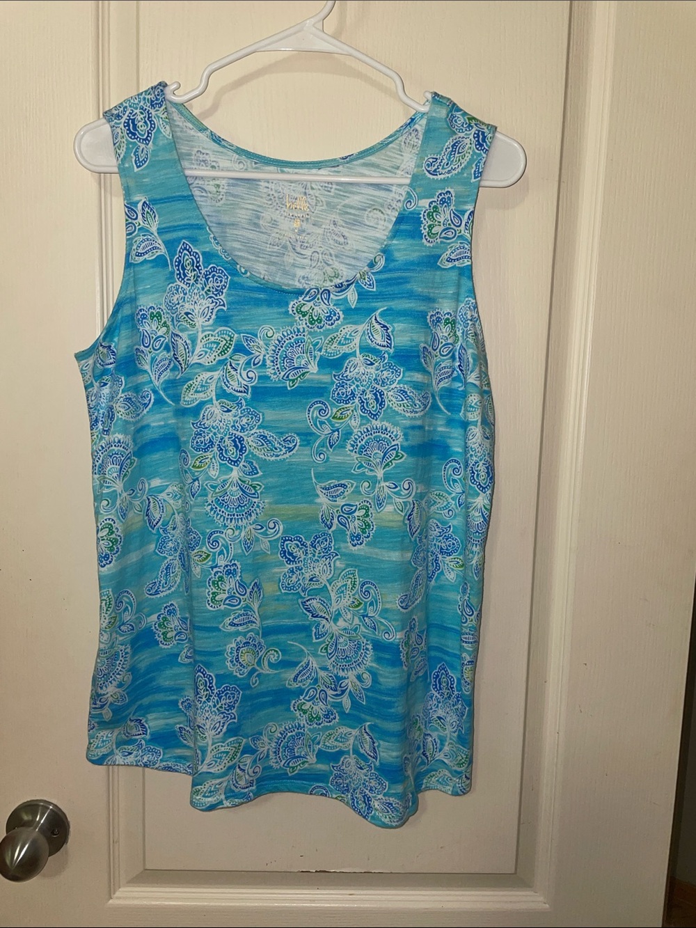 Blue Floral Sleeveless Women's Tank Top by Belle